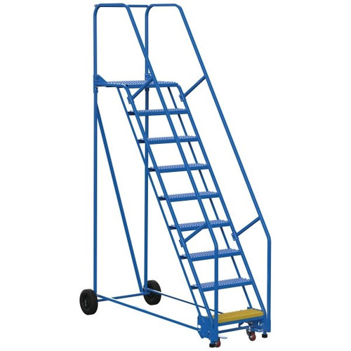 Vestil 58° Grip Strut 9-Step Rolling Warehouse Ladder 78.94"