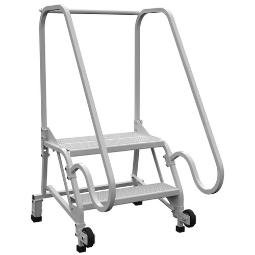 Vestil 58° Perforated Grip Strut 2-Step Fda Tip-N-Roll Ladder 33.69 X 29.5"