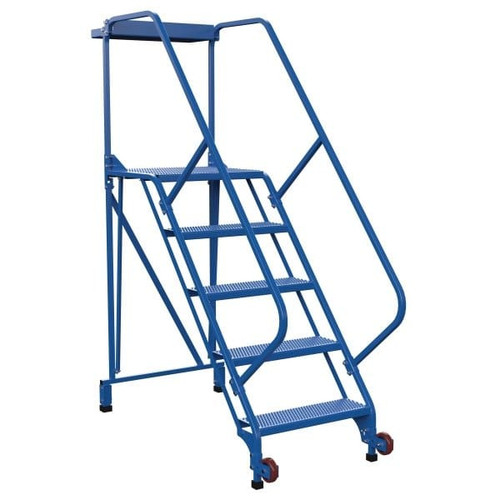 Vestil 50° Perforated 5-Step Tip-N-Roll Straddle Ladder 69.38 X 29.5"