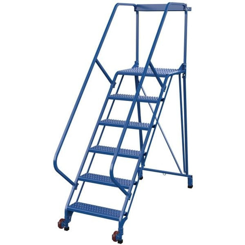 Vestil 50° Grip Strut 6-Step Tip-N-Roll Straddle Ladder 77.13 X 29.5"