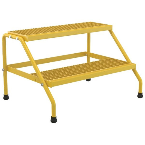 Vestil Yellow 2-Step Wide Knock-Down Aluminum Step Stand 24.56 X 32.81"