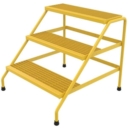 Vestil Yellow 3-Step Wide Welded Aluminum Step Stand 34.56 X 32.81"