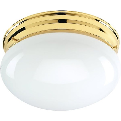6-Inch Dome 1-Light 60w Incandescent Flush Mount Light, Polished Brass 322212