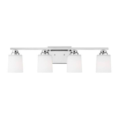 Generation Lighting Vinton 3-Light Chrome Vanity Light With Etched White Shades 4420904-05
