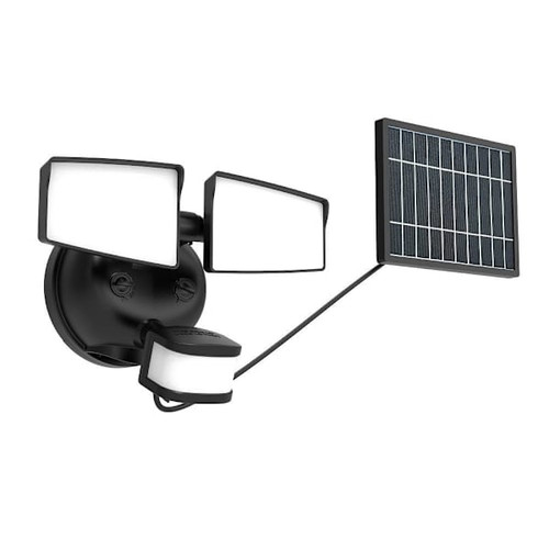 Cooper Lighting Next Gen Solar-Powered LED Security Floodlight 2 Head W/ Motion SEC2HSSOLMBLK