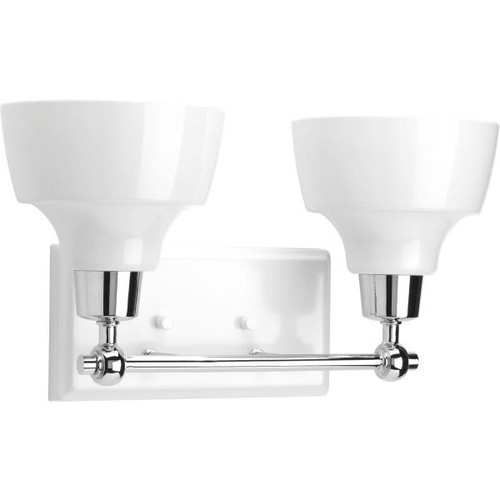 Progress Lighting Bramlett 15.25 In. 2-Light Fluorescent Bath Vanity Fixture (White)