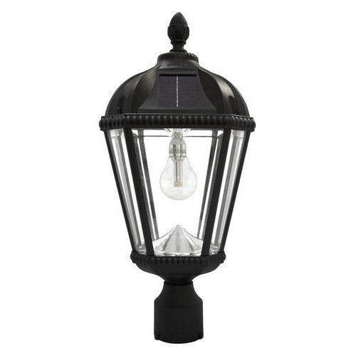 Gama Sonic Royal Bulb Solar Lamp 3 Inch Fitter Mount, 2700k, Black Finish