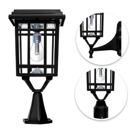 Gama Sonic Prairie Bulb Solar Light 3 Inch Mounts, 1.3 Watts, Black