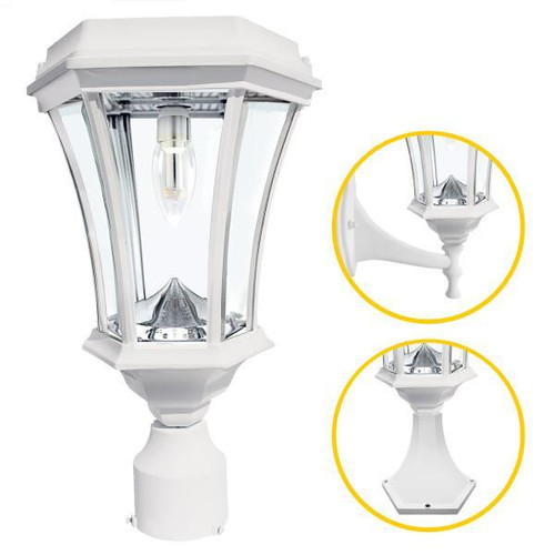 Gama Sonic Victorian Bulb Solar Light Wall/Pier/3 Inch Fitter Mounts White