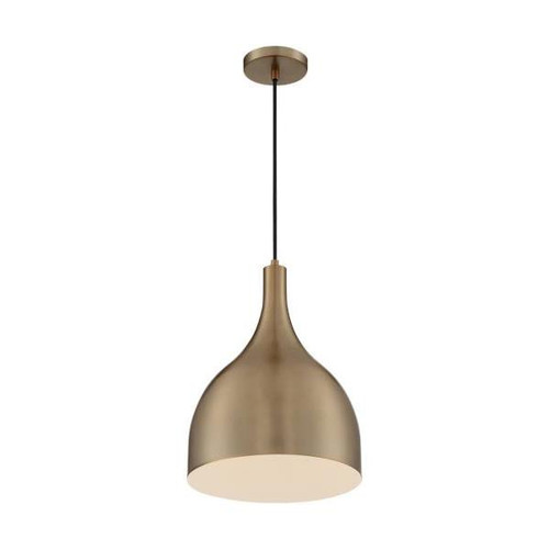 Satco Bellcap 1 Light Large Pendant Fixture, Burnished Brass Finish