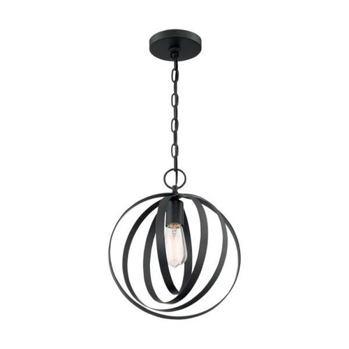 Satco Pendleton 1-Light Pendant Fixture, Matte Black Finish