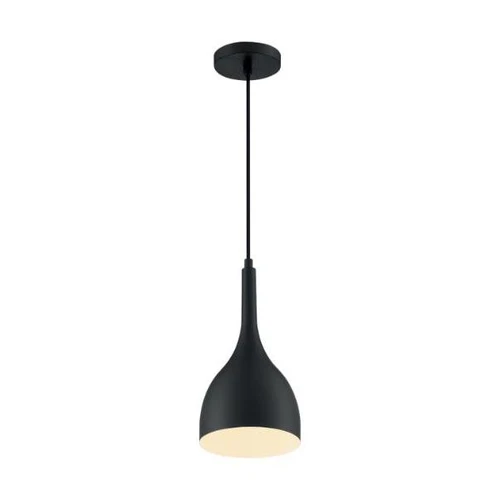 Satco Bellcap 1 Light Small Pendant Fixture, Matte Black Finish