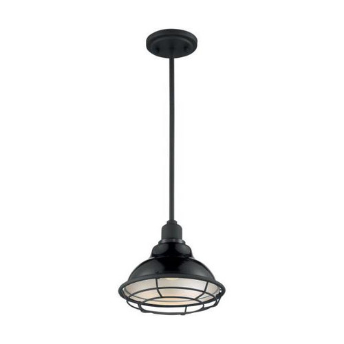 Satco  Newbridge 1 Light Small Pendant Fixture Gloss Black Finish