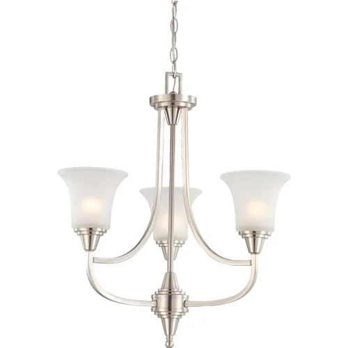 Satco Surrey 3-Light Indoor Chandelier (B. Nickel) (Frosted Glass)