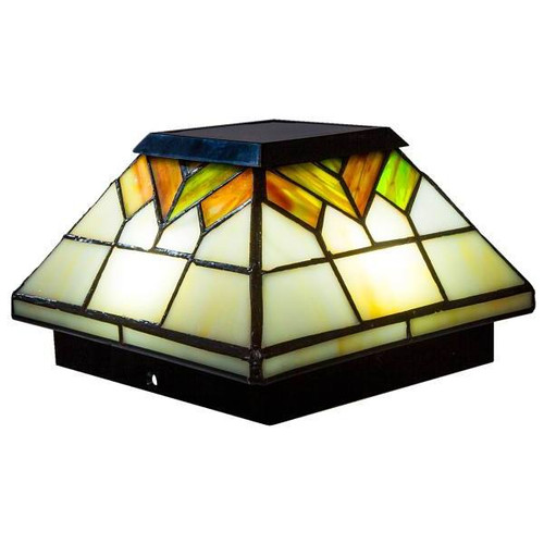 Classy Caps 5 X 5/4 X 4/3.5 X 3.5 Inch Stained Glass Wellington Solar Post Cap