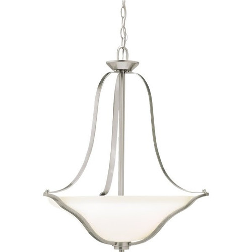 Kichler 100w 3-Light Pendant Fixture W/ Etched White Glass (Brushed Nickel)