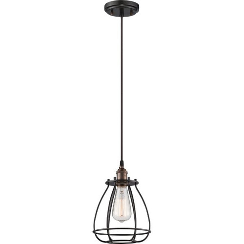 Nuvo Lighting 7 In. 1-Light Pendant Fixture W/ Pear Wire Shade (Rustic Bronze)