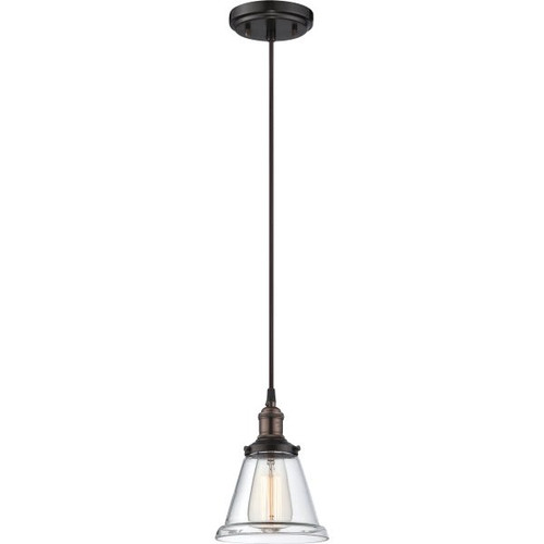 Nuvo Lighting 7 In. 1-Light Pendant Fixture W/ Conical Glass Shade (Rustic Bronze)