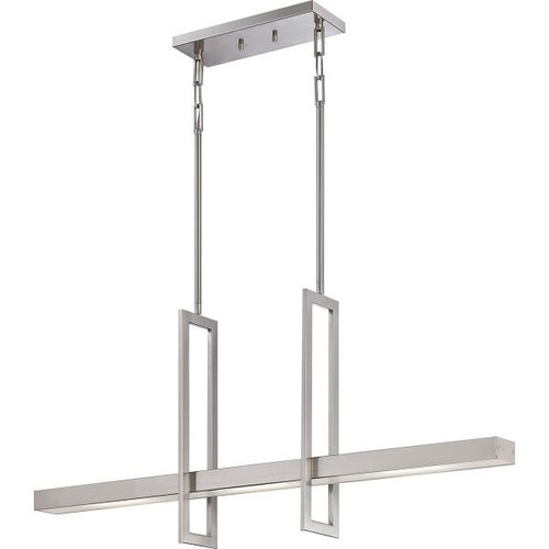 Satco Nuvo Brushed Nickel Frame 2 Module Island Pendant With Frosted Glass