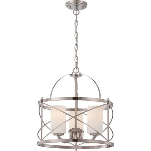 Satco Ginger 16 In. 3-Light Pendant Fixture W/ Etched Opal Glass (Brushed Nickel)
