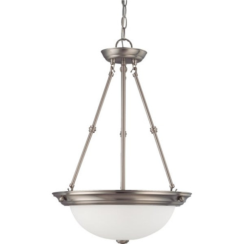 Satco Nuvo Brushed Nickel Three-Light 15 Pendant With Frosted White Glass