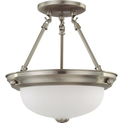 Satco 11.3 In. 2-Light Incandescent Semi-Flush Mount Light (Brushed Nickel)