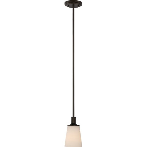 Satco Nuvo Forest Bronze Laguna One-Light Mini Pendant With White Glass