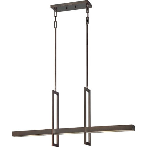 Satco Nuvo Hazel Bronze Frame 3 Module Island Pendant With Frosted Glass