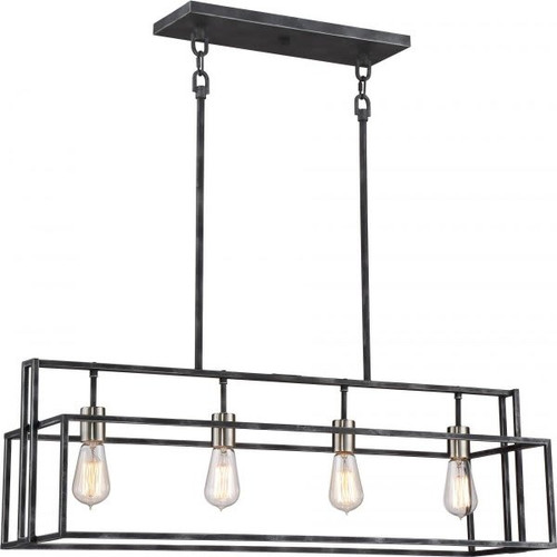 Satco Nuvo Iron Black Lake Four-Light Island Pendant