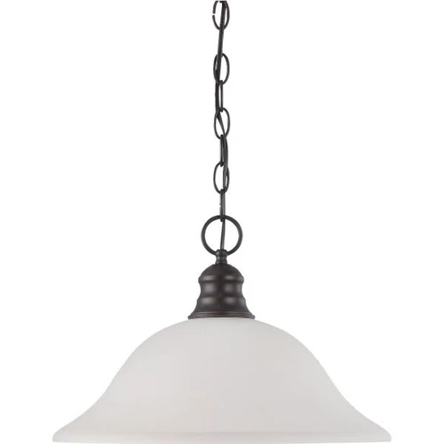 Satco Nuvo Mahogany Bronze One-Light 16 Pendant With Frosted White Glass