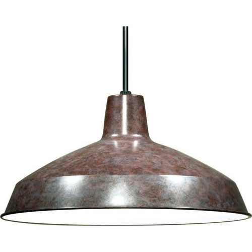 Satco Nuvo Old Bronze One-Light 16 Warehouse Shade Pendant