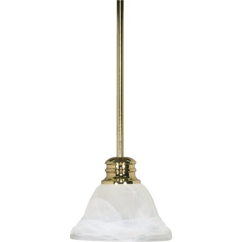 Satco Nuvo Polished Brass Empire One-Light 7 Mini Pendant, Hang Straight Canopy