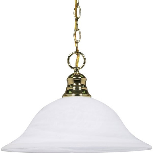 Satco Nuvo Polished Brass One-Light 16 Pendant With Alabaster Glass