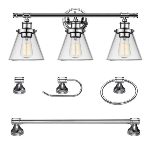Globe Electric Parker 5-Piece 3-Light Chrome Vanity Bath Light Set
