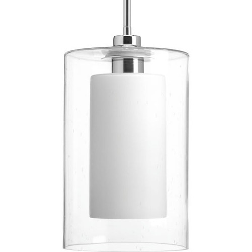 Progress Lighting Double Glass 14 In. 1-Light Pendant Fixture (White)