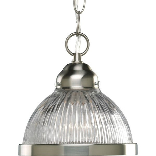 Progress Lighting Prismatic Glass 7 In. 1-Light Pendant Fixture (Brushed Nickel)