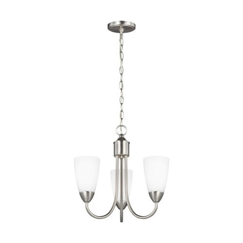 Generation  Lighting Seville 3-Light Br Nickel Modern Hanging Chandelier Led Bulbs