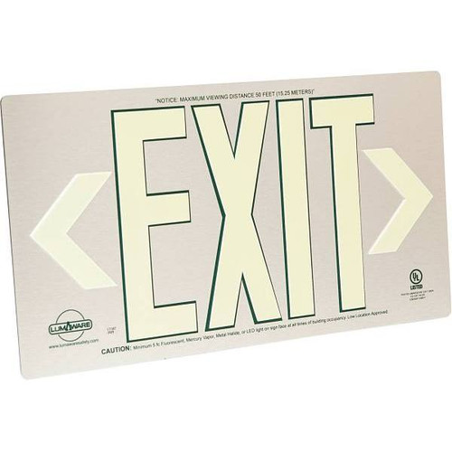 Lumaware 50' Visibility Photoluminescent Ul924 Emergency Exit Sign Led Compliant