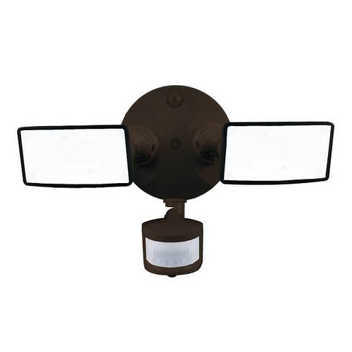 Halo Twin-Head Square Led Flood Light 4,000 K Lumen Select Motion Activate Brnz