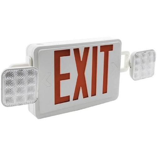 Sylvania 24 W Equivalent Dual Voltage Integrated LED White Exit Sign And Emergency Light Combo Red Letter