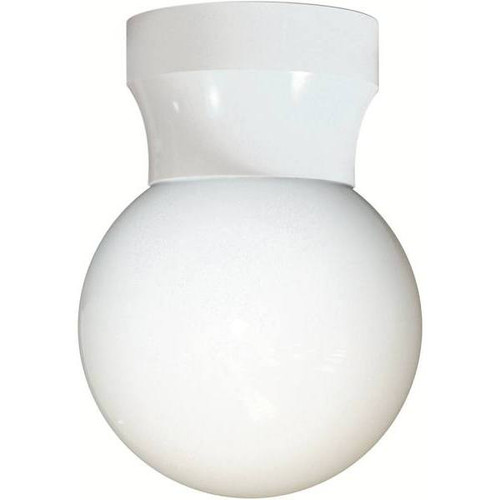Liteco White Screw Neck Outdoor Fulsh Mount Ceiling Pocket Globe Lantern
