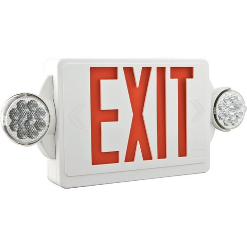 Lithonia Lighting Lhqm Series LED White Emergency Exit/Unit Combo, Red Letters, Remote Capacity
