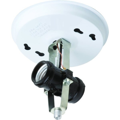 Satco 2-Light White Ceiling Fixture Pan, Medium Base, 5" Dia Fitter Package Of