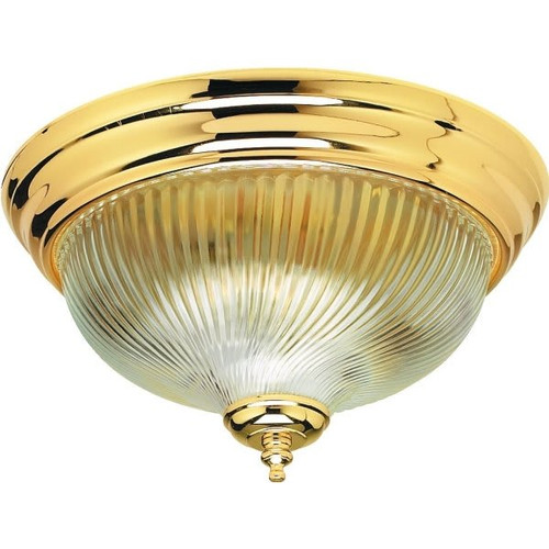 Seasons 13-Inch Dome 2-Light 60w Incandescent Flush Mount Light, Polished Brass