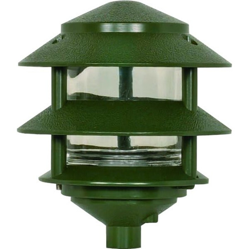 Nuvo Lighting 7" Pagoda Pathway Landscape Light 3-Tier 2-Louver Small Hood Gree