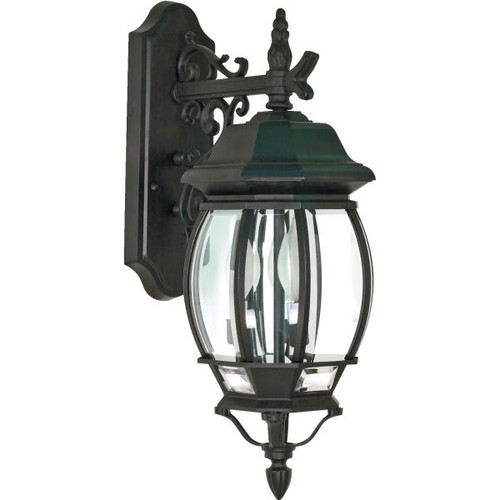 Satco Nuvo Central Park 7.38 X 22.75 X 8 In. 3-Light Outdoor Lantern (Textured Black)