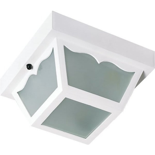 Satco Nuvo White One-Light 8 Carport Flush Mount With Frosted Acrylic Panels