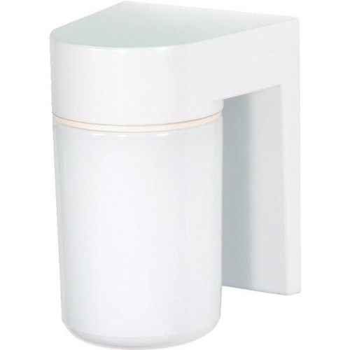 Satco Nuvo White One-Light 8" Utility Wall Mount With White Glass Cylinder