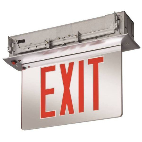 Lithonia Lighting Red-On Mirror Recessed Mount Ni-Cd LED Exit Sign Edgr 2 Rmr El M4