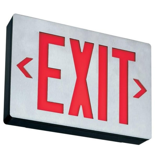 Lithonia Lighting Le Signatures Series Black Emergency Exit Sign, Red Letters Le S 1 R El N